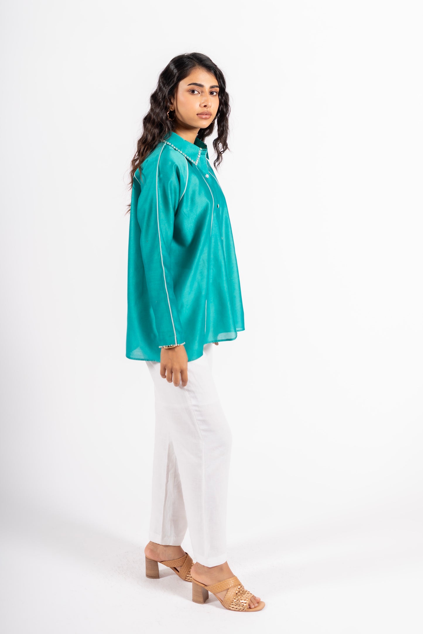 Harper Shirt Teal Blue