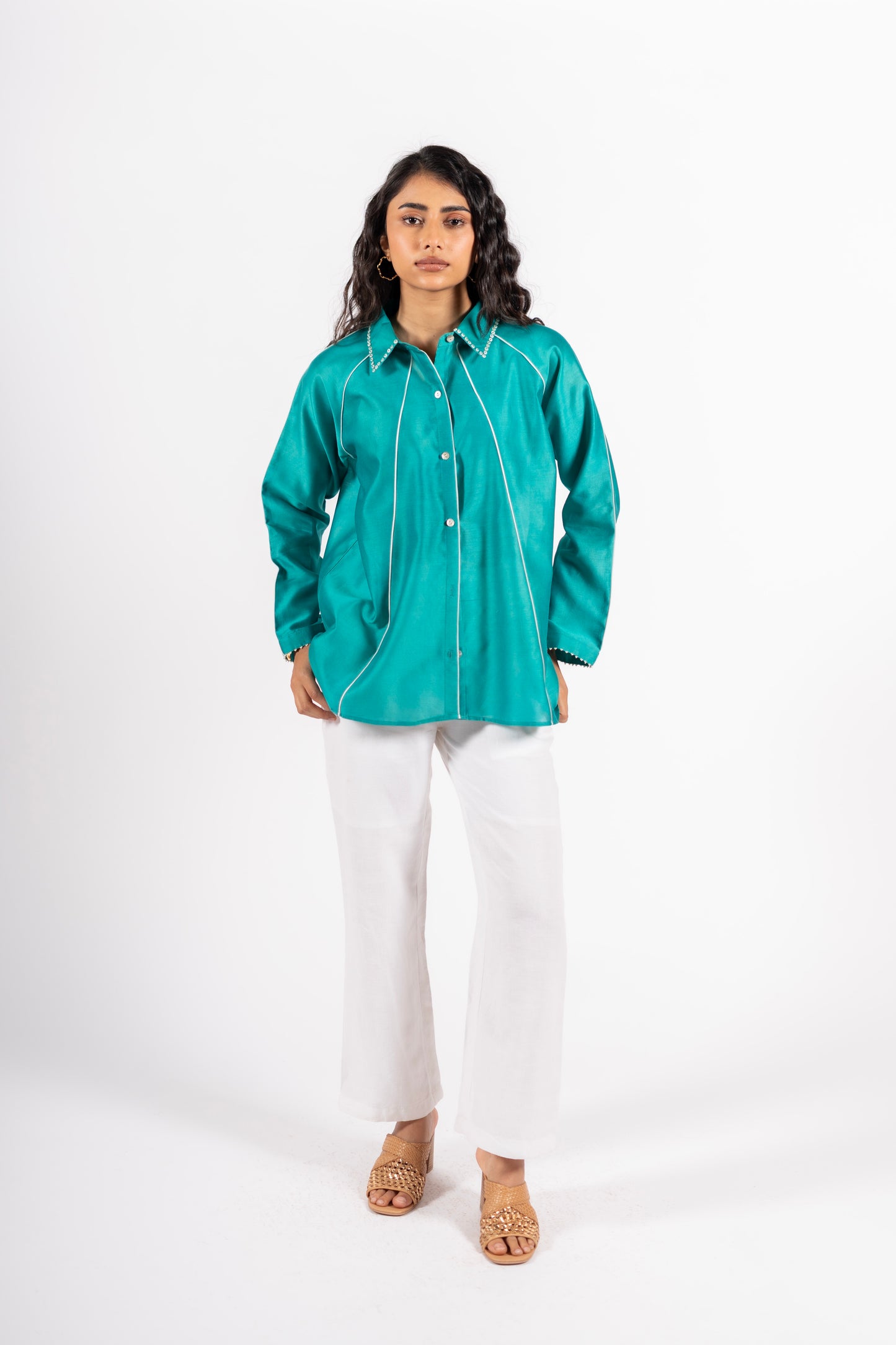 Harper Shirt Teal Blue