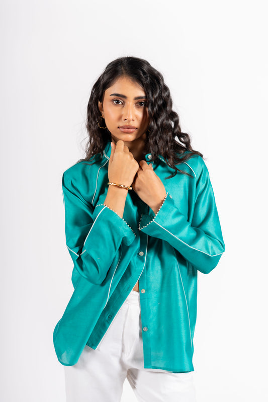 Harper Shirt Teal Blue