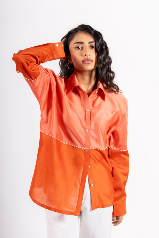 Beanie Shirt Two-Tone Orange/Pink