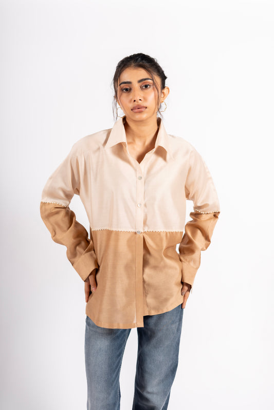 Beanie Shirt Two-Tone Taupe/Ecru