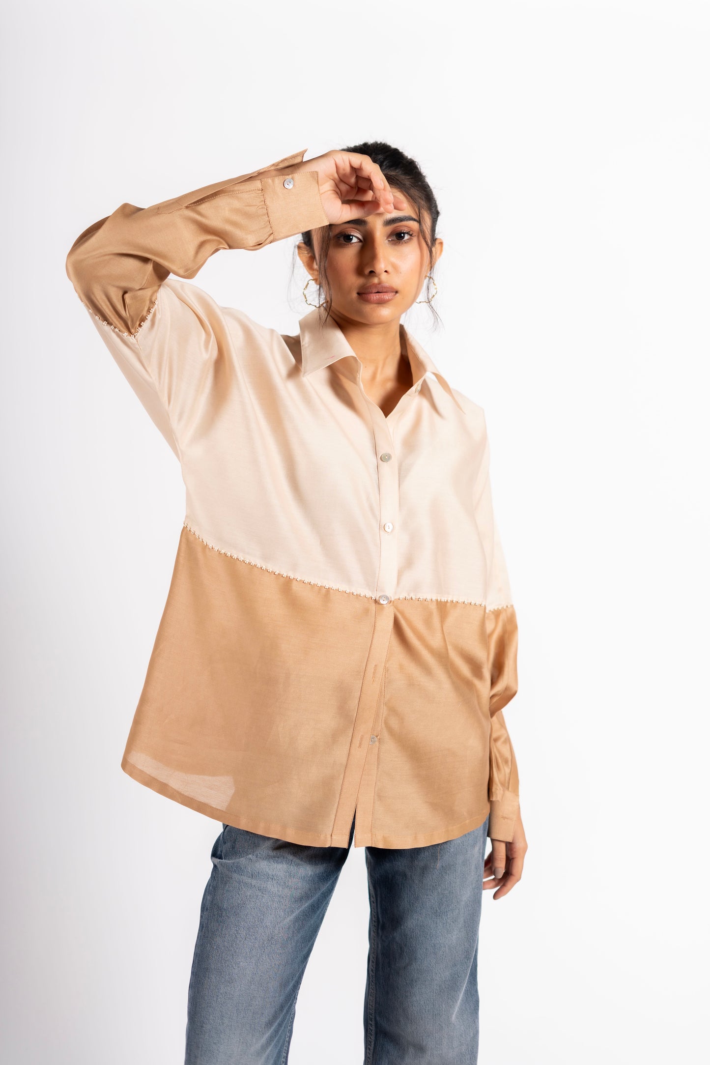 Beanie Shirt Two-Tone Taupe/Ecru