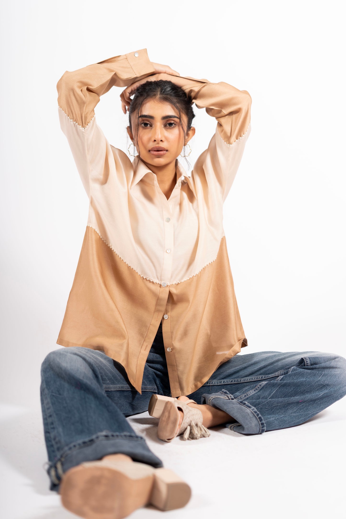 Beanie Shirt Two-Tone Taupe/Ecru