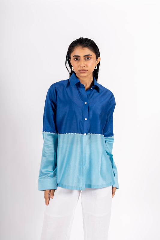 Beanie Shirt Two-Tone Blue