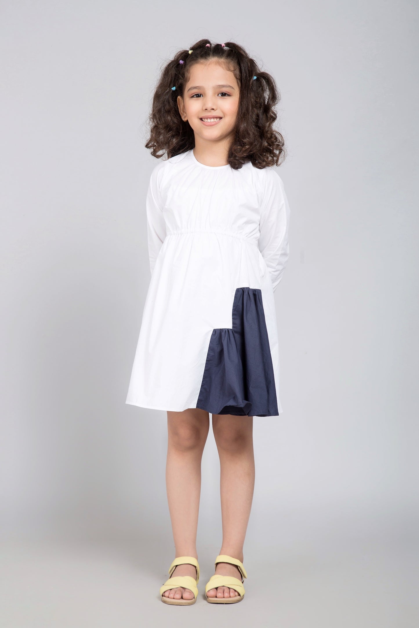 Hopper Dress White & Navy Girls